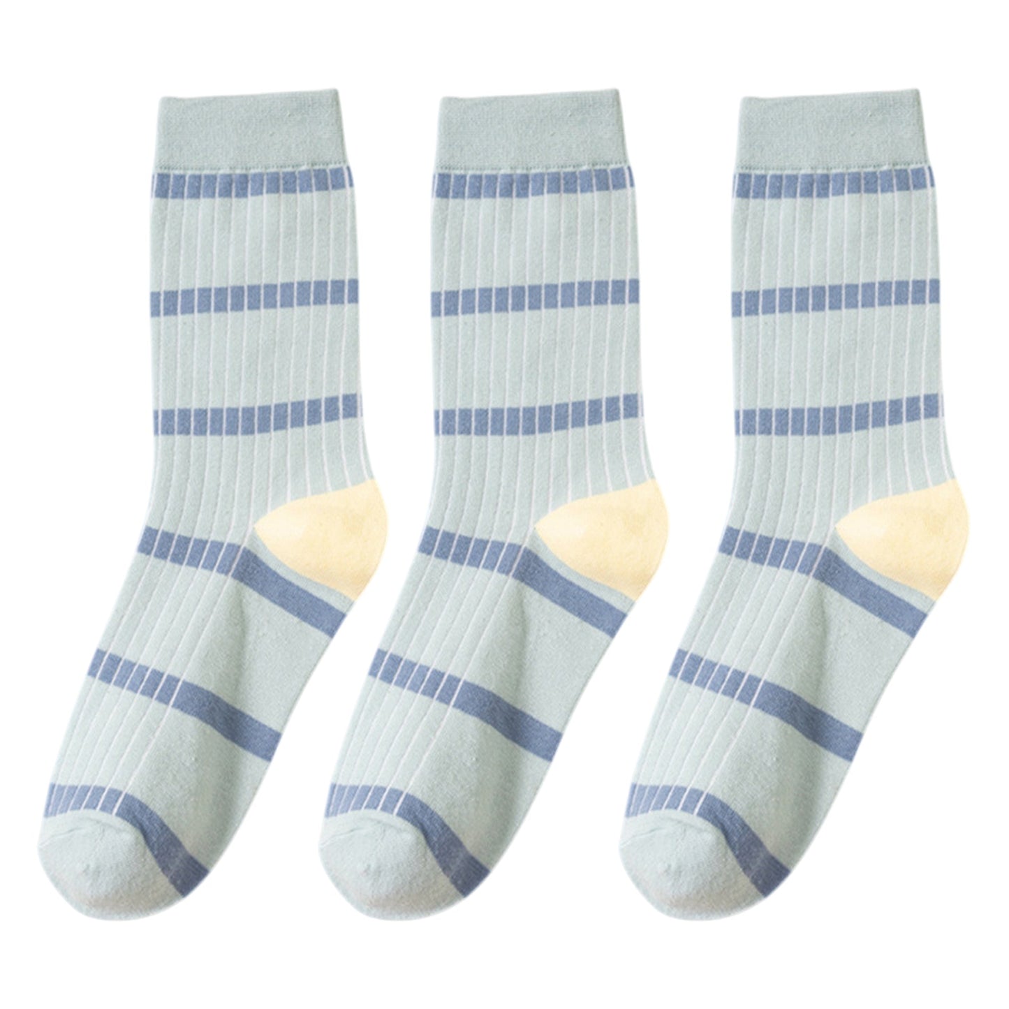Anna-Kaci 3 Pairs Women's Mid-Calf Striped Casual Cotton Socks