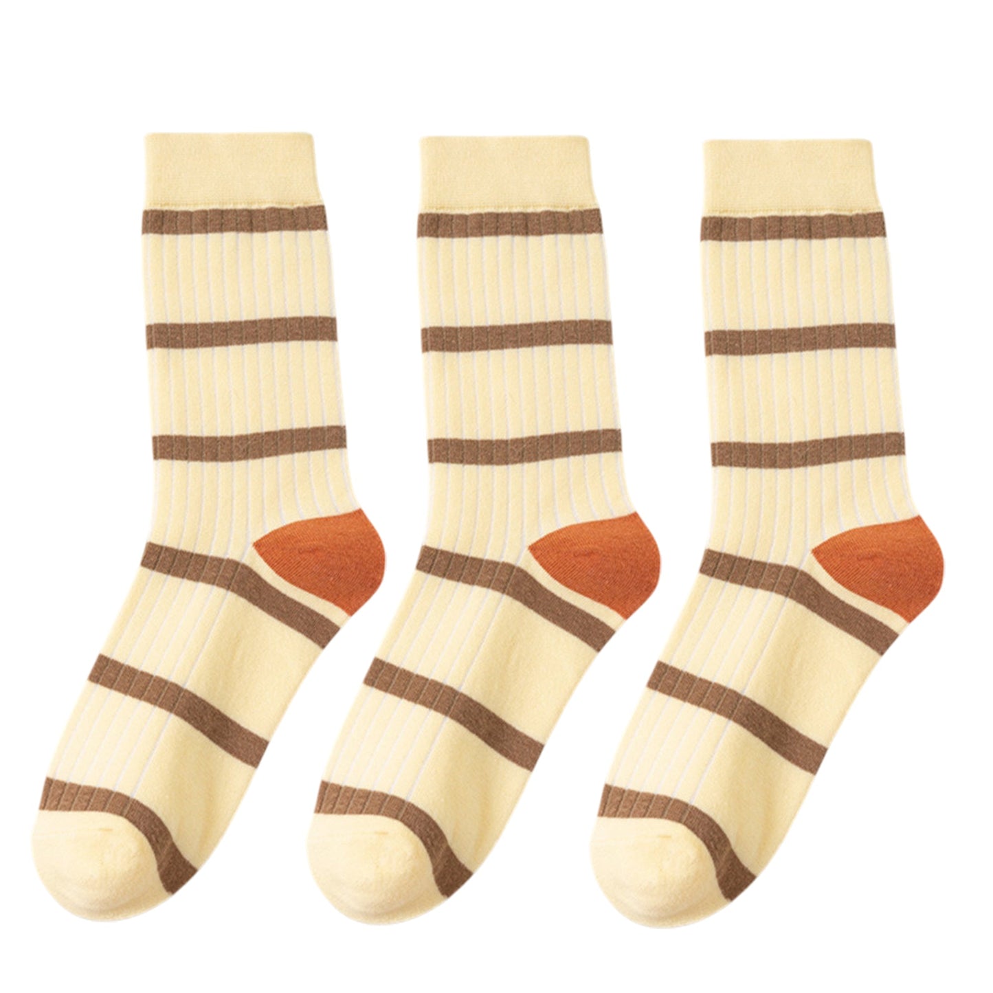 Anna-Kaci 3 Pairs Women's Mid-Calf Striped Casual Cotton Socks