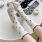 Anna-Kaci 3 Pairs Women's Mid-Calf Polka Dot Socks with Lettuce Edge Cuff