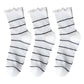 Anna-Kaci 3 Pairs Women's Sheer Mesh Socks with Bow and Stripe Patterns and Ruffled Cuff