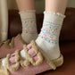 Anna-Kaci Women's 3-Pair Pack Crew Socks with Heart and Bow Pattern Knit Design Perfect for Gifting and Everyday Wear