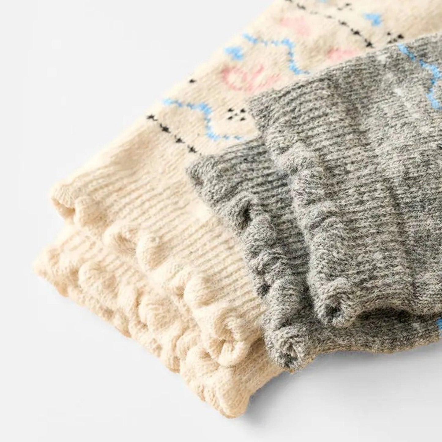 Anna-Kaci Women's 3-Pair Pack Crew Socks with Heart and Bow Pattern Knit Design Perfect for Gifting and Everyday Wear