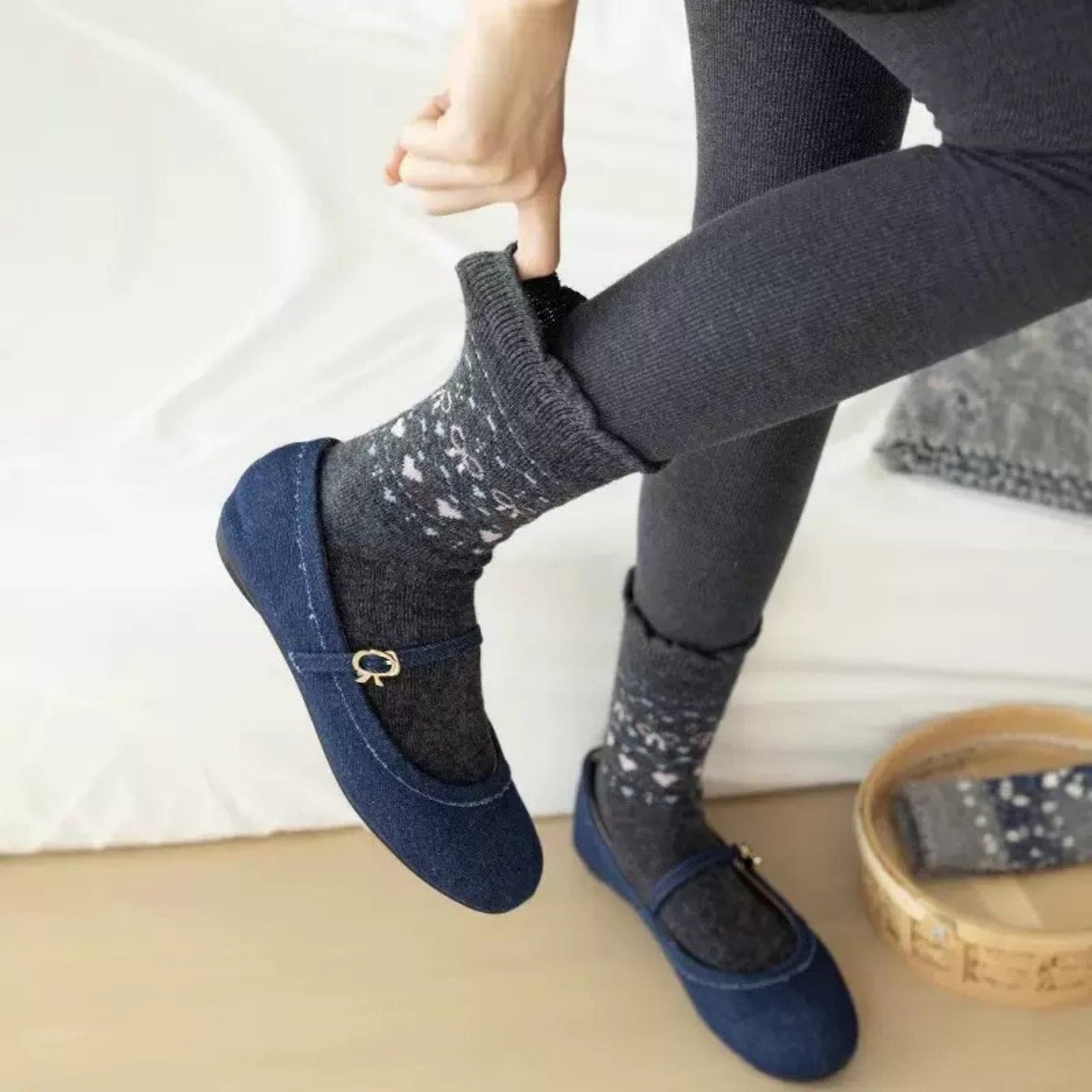 Anna-Kaci Women's 3-Pair Pack Crew Socks with Heart and Bow Pattern Knit Design Perfect for Gifting and Everyday Wear