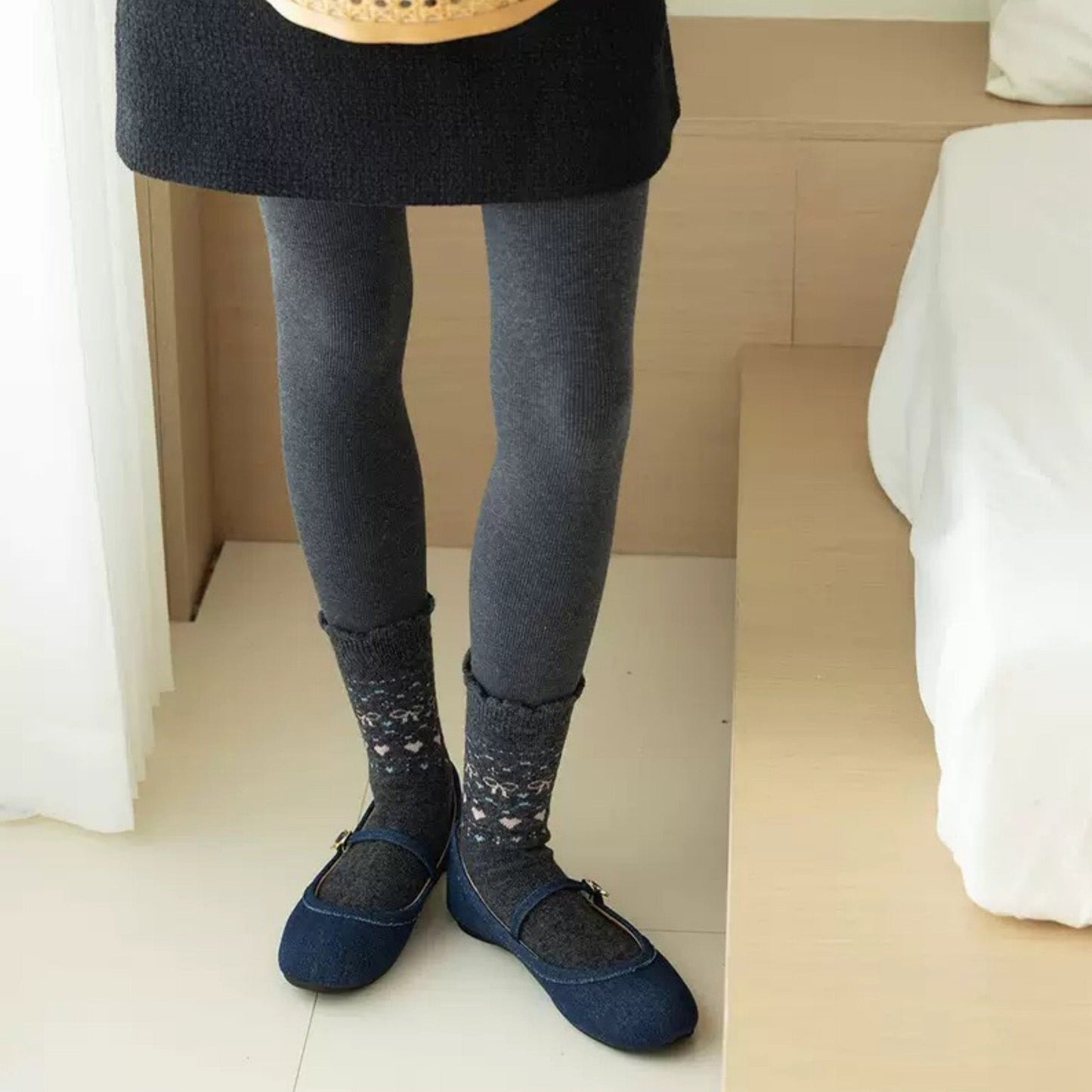 Anna-Kaci Women's 3-Pair Pack Crew Socks with Heart and Bow Pattern Knit Design Perfect for Gifting and Everyday Wear