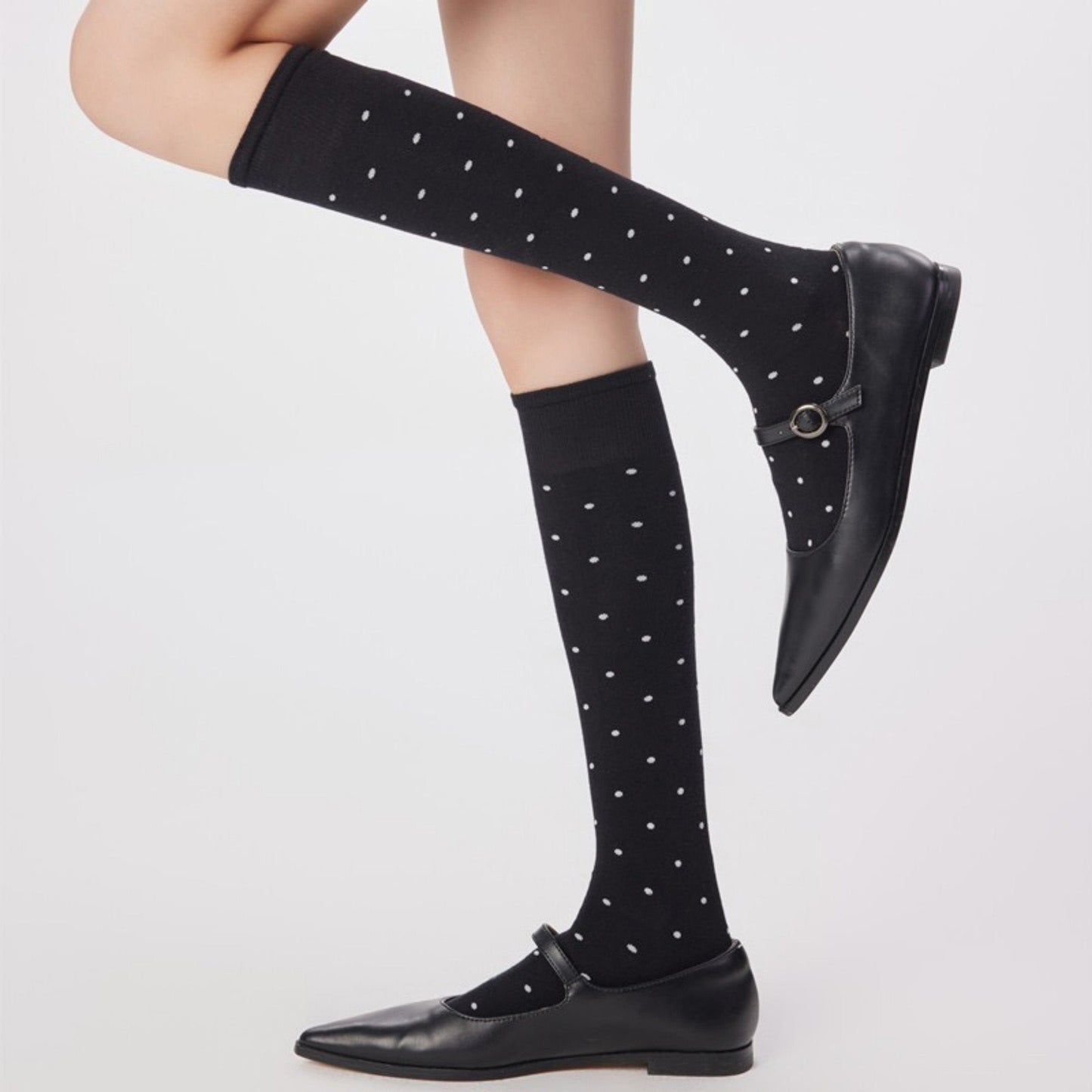 Anna-Kaci Women's 2-Pair Knee-High Socks with Classic Polka Dot Pattern Soft Stretch Fabric Perfect for Gifting and Everyday Wear
