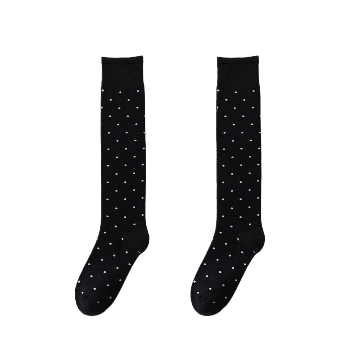Anna-Kaci Women's 2-Pair Knee-High Socks with Classic Polka Dot Pattern Soft Stretch Fabric Perfect for Gifting and Everyday Wear