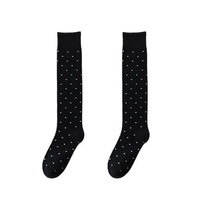 Anna-Kaci Women's 2-Pair Knee-High Socks with Classic Polka Dot Pattern Soft Stretch Fabric Perfect for Gifting and Everyday Wear