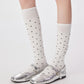 Anna-Kaci Women's 2-Pair Knee-High Socks with Classic Polka Dot Pattern Soft Stretch Fabric Perfect for Gifting and Everyday Wear