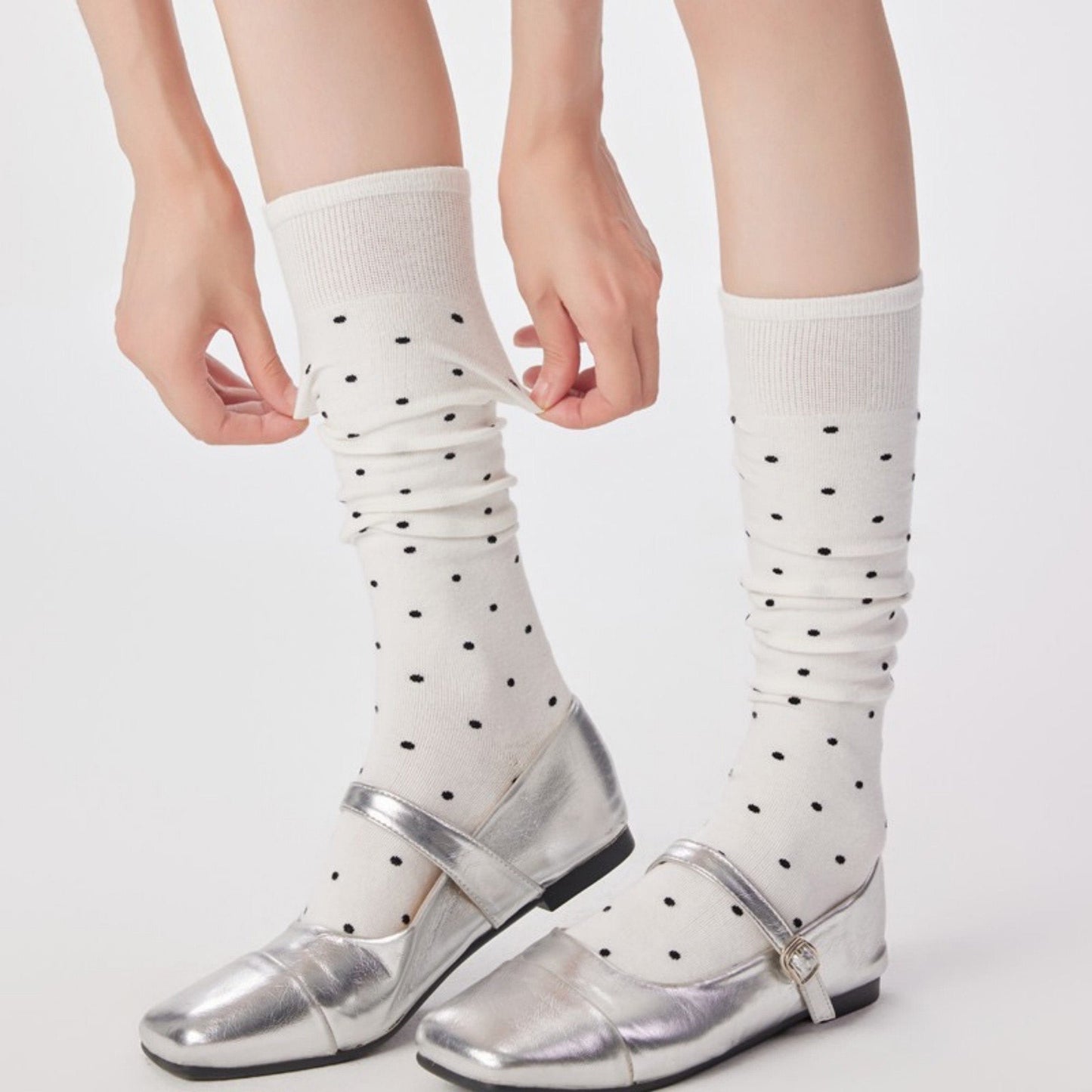 Anna-Kaci Women's 2-Pair Knee-High Socks with Classic Polka Dot Pattern Soft Stretch Fabric Perfect for Gifting and Everyday Wear