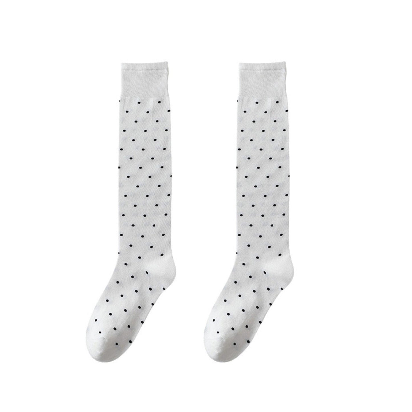 Anna-Kaci Women's 2-Pair Knee-High Socks with Classic Polka Dot Pattern Soft Stretch Fabric Perfect for Gifting and Everyday Wear