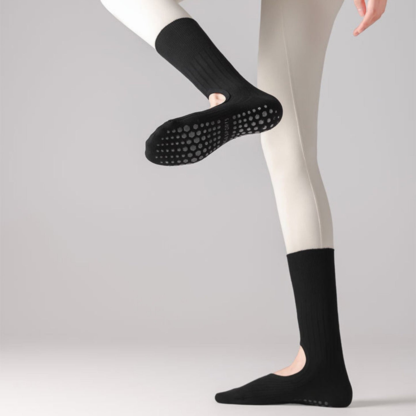 Anna-Kaci 2-Pair Non-Slip Pilates Socks with Open Instep Cutout and Ribbed Knit Design for Yoga, Barre, and Dance Workouts