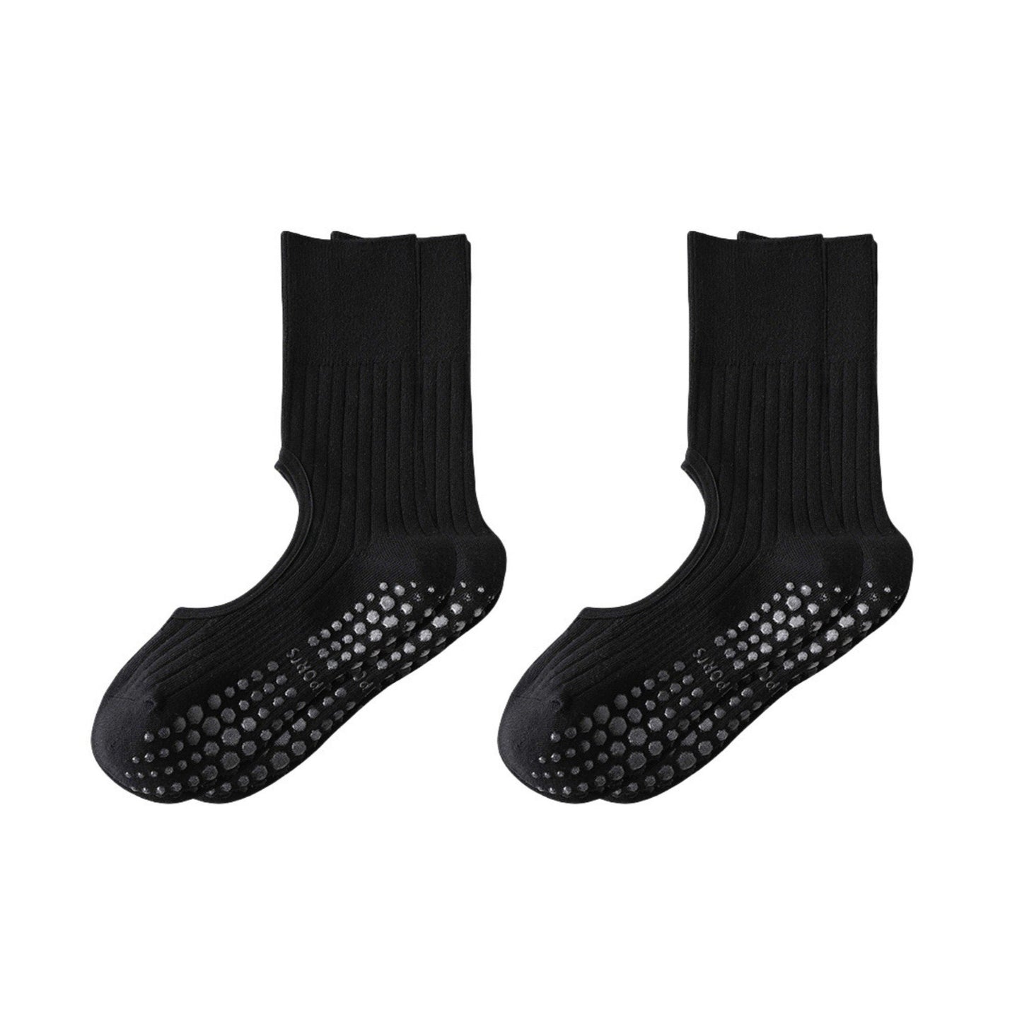 Anna-Kaci 2-Pair Non-Slip Pilates Socks with Open Instep Cutout and Ribbed Knit Design for Yoga, Barre, and Dance Workouts