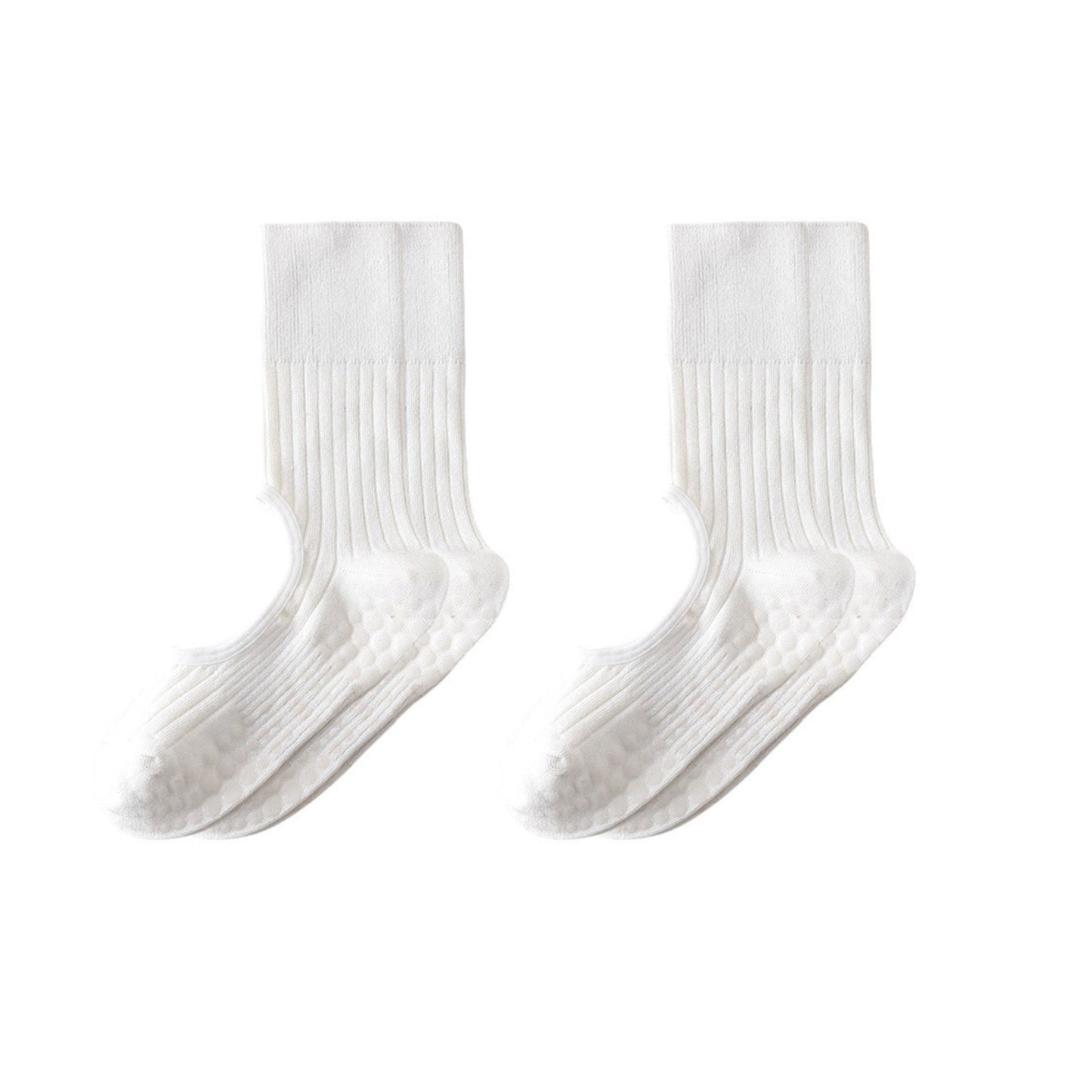 Anna-Kaci 2-Pair Non-Slip Pilates Socks with Open Instep Cutout and Ribbed Knit Design for Yoga, Barre, and Dance Workouts
