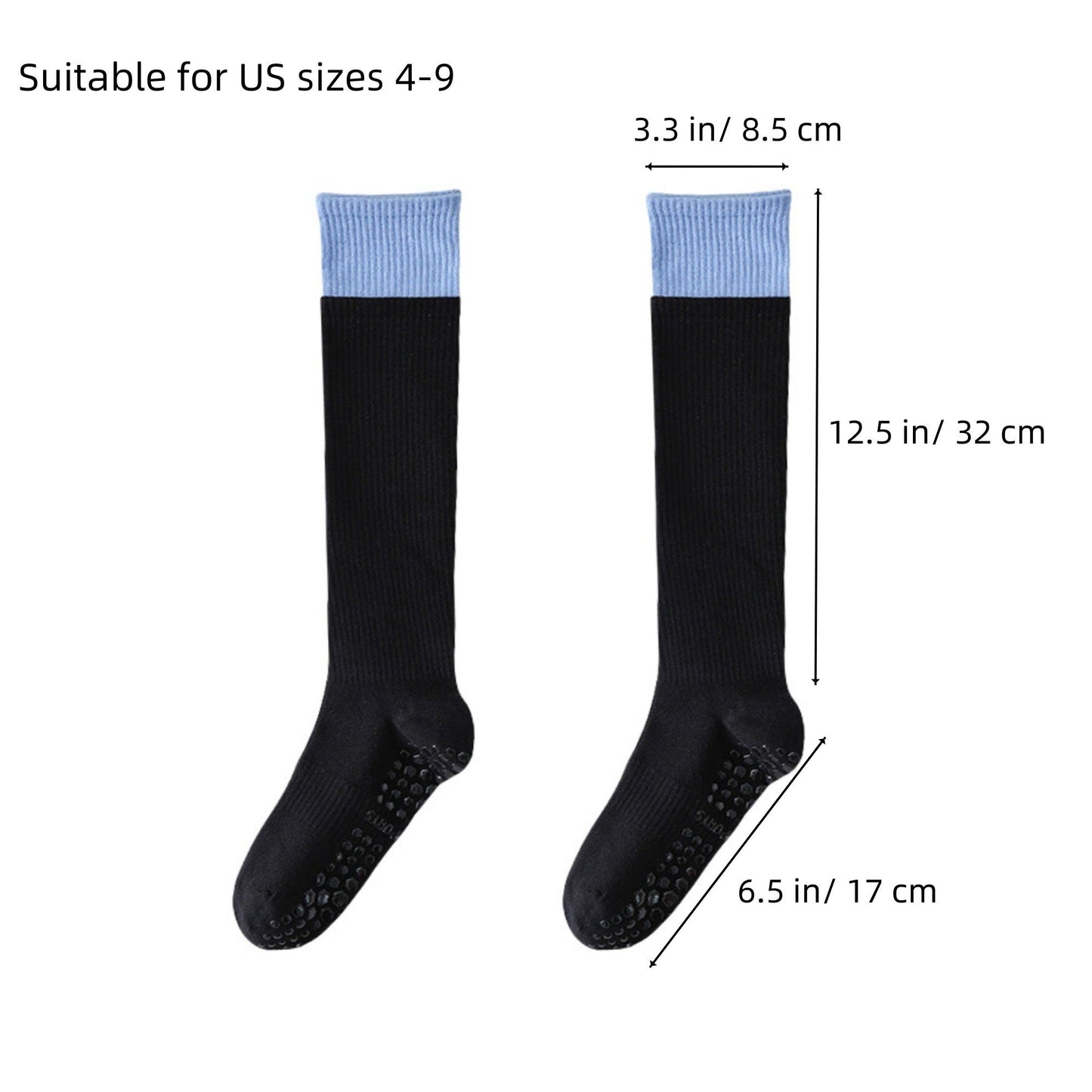 Anna-Kaci 2-Pair Knee High Grip Bottom Socks with Ribbed Knit Design and Cushioned Comfort for Yoga, Pilates, and Dance