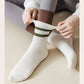 Anna-Kaci 3-Pair Mid-Calf Grip Bottom Socks with Striped Cuff and Soft Ribbed Knit for Everyday Comfort and Stability