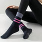 Anna-Kaci 3-Pair Mid-Calf Grip Bottom Socks with Striped Cuff and Soft Ribbed Knit for Everyday Comfort and Stability