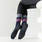 Anna-Kaci 3-Pair Mid-Calf Grip Bottom Socks with Striped Cuff and Soft Ribbed Knit for Everyday Comfort and Stability