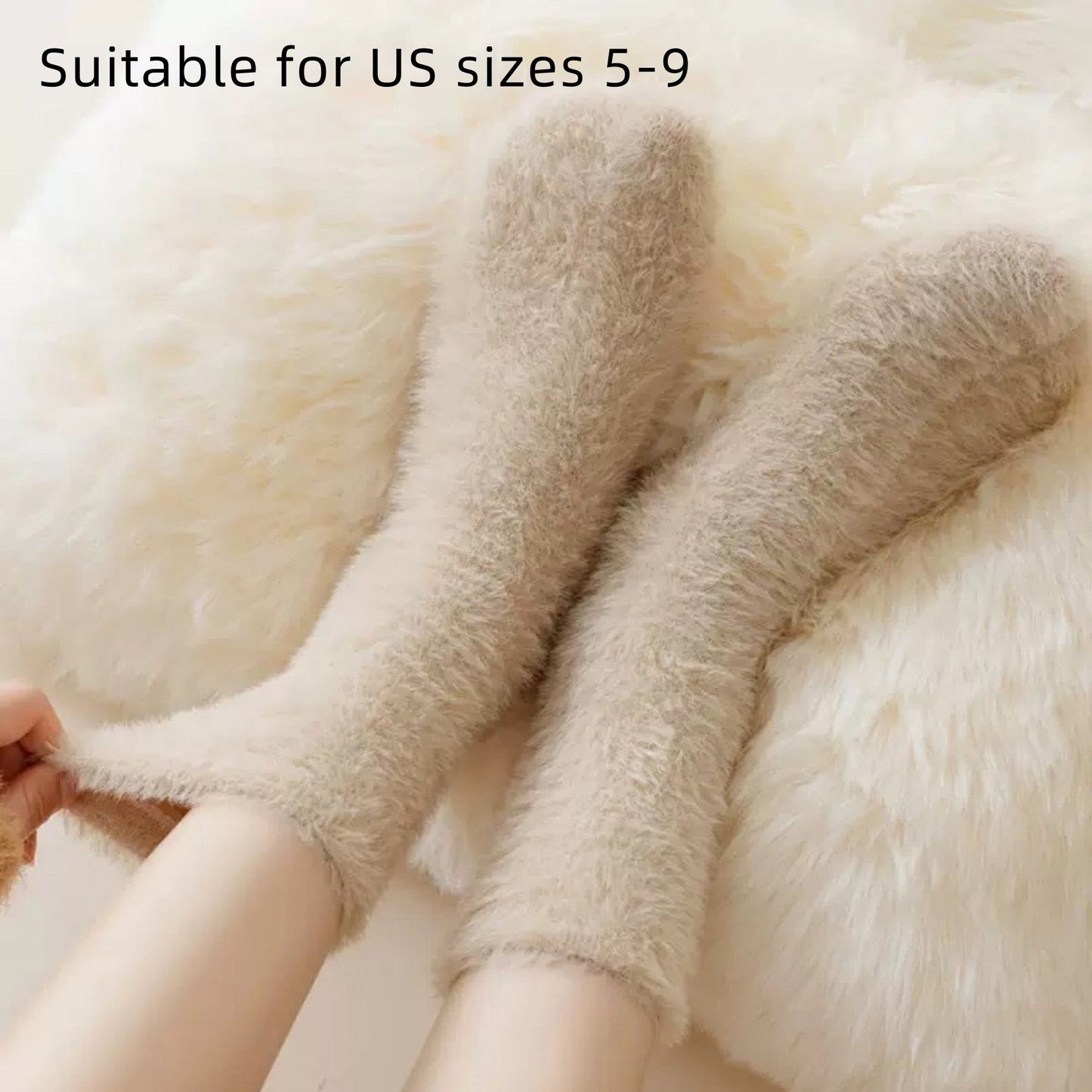 Anna-Kaci 3-Pair Plush Fuzzy Socks with Soft Fluffy Texture and Mid-Calf Design for Warmth and Comfort