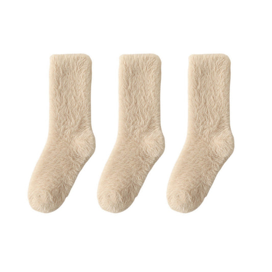 Anna-Kaci 3-Pair Plush Fuzzy Socks with Soft Fluffy Texture and Mid-Calf Design for Warmth and Comfort
