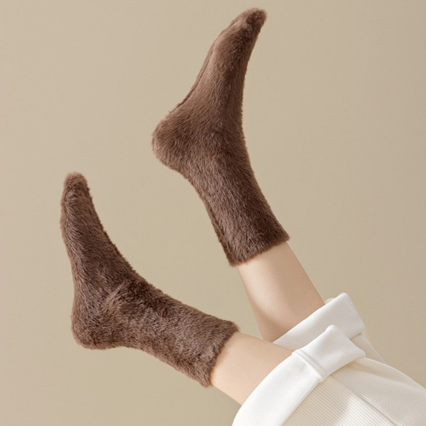 Anna-Kaci 3-Pair Plush Fuzzy Socks with Soft Fluffy Texture and Mid-Calf Design for Warmth and Comfort