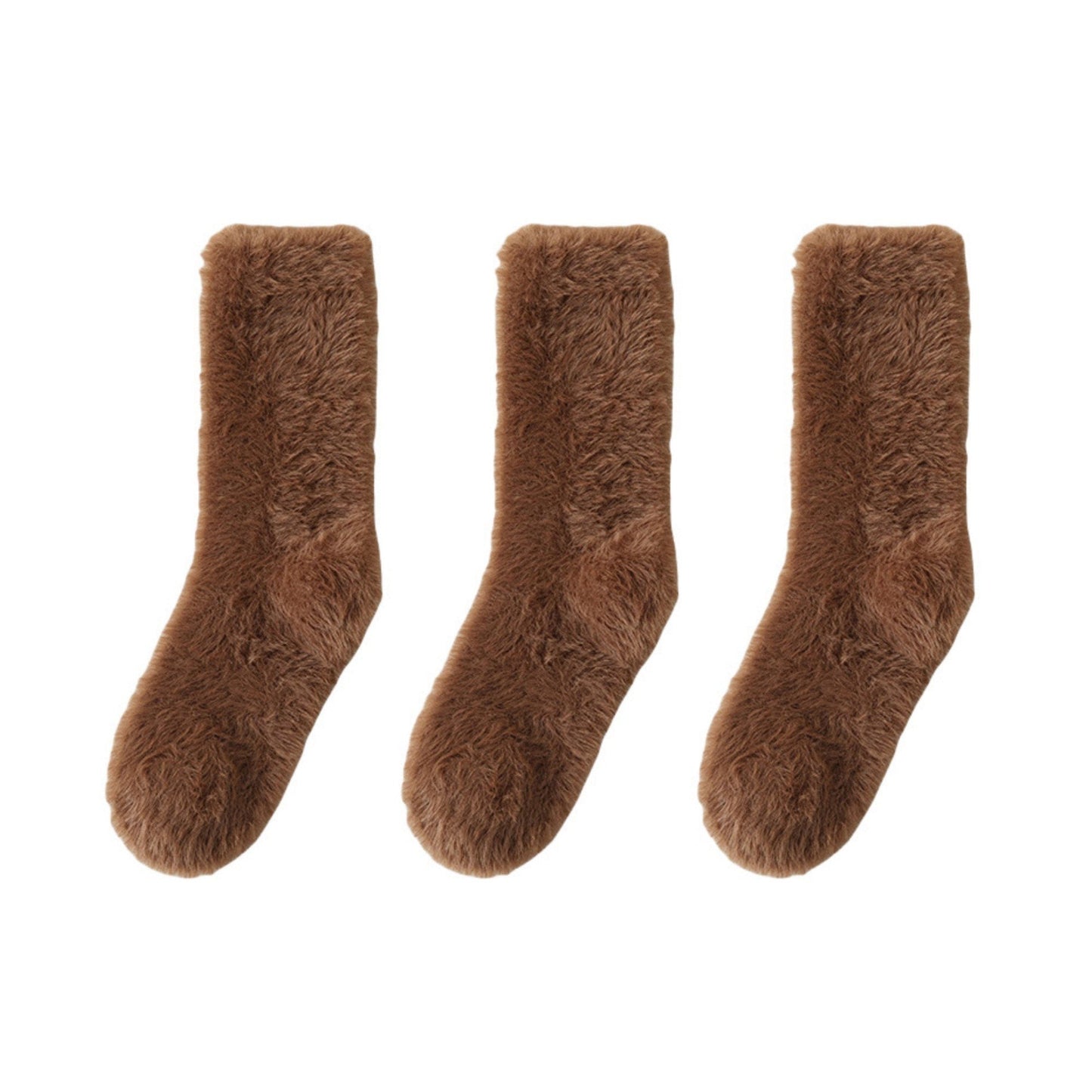 Anna-Kaci 3-Pair Plush Fuzzy Socks with Soft Fluffy Texture and Mid-Calf Design for Warmth and Comfort