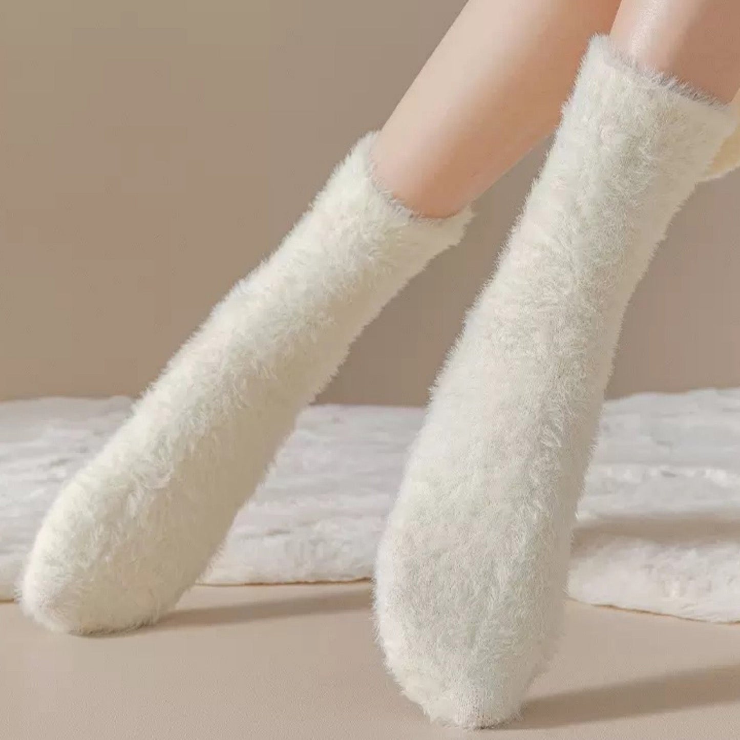 Anna-Kaci 3-Pair Plush Fuzzy Socks with Soft Fluffy Texture and Mid-Calf Design for Warmth and Comfort