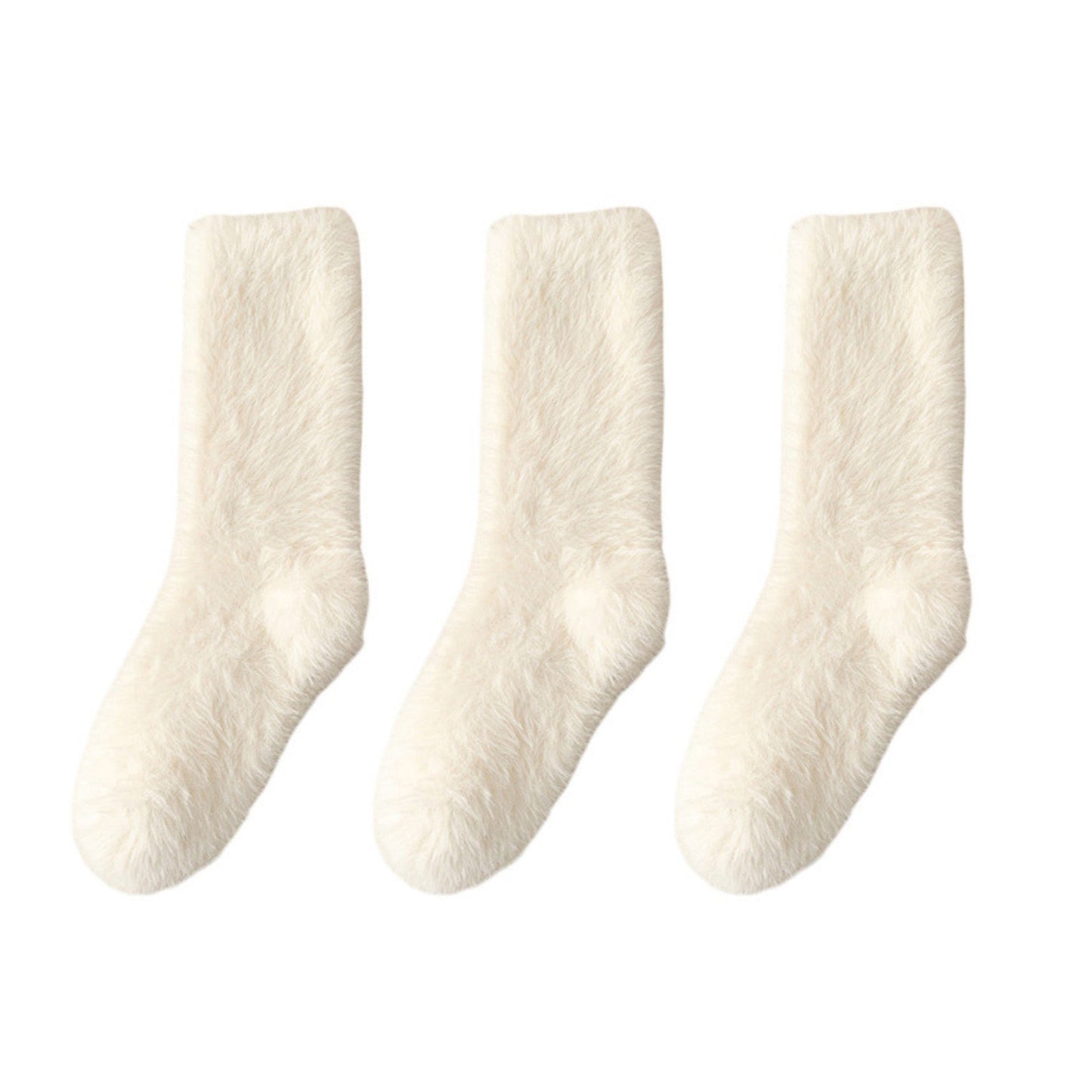 Anna-Kaci 3-Pair Plush Fuzzy Socks with Soft Fluffy Texture and Mid-Calf Design for Warmth and Comfort