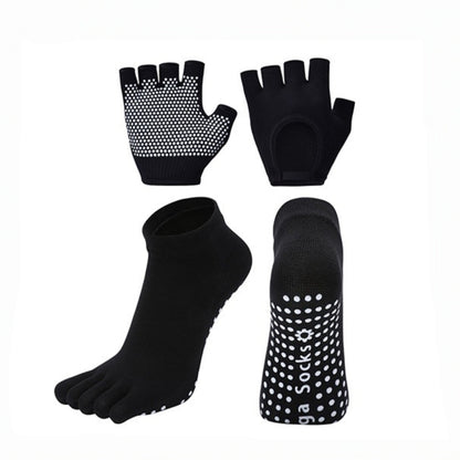 Anna-Kaci Yoga and Pilates Toe Sock and Fingerless Glove Set with Anti-Slip Grip and Breathable Stretch Fabric