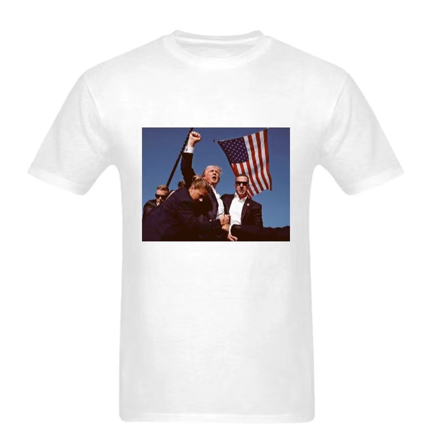 Graphic Summer T-Shirt with Patriotic Flag Print and Historical Image