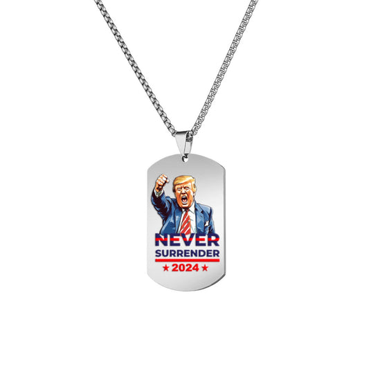 Alilang Trump 2024 Tag Necklace Shooting Makes Me Stronger Stainless Steel Chain