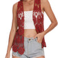 Floral Crochet Open Front Vest