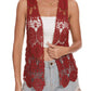 Floral Crochet Open Front Vest