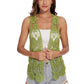 Floral Crochet Open Front Vest