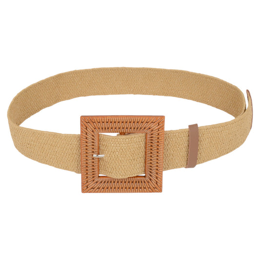 Anna-Kaci Stylish Straw Belt with Woven Buckle