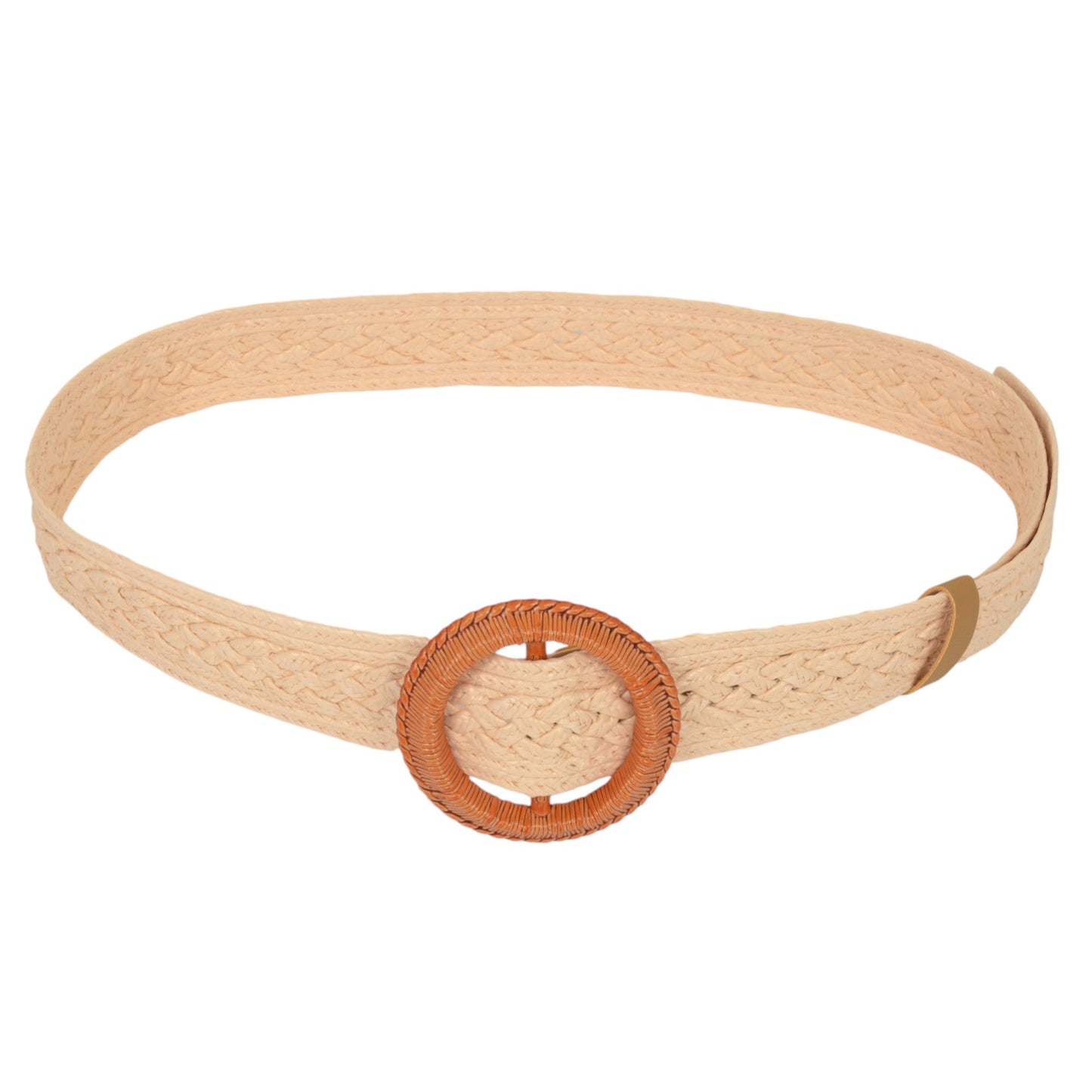 Anna-Kaci Bohemian - Style Woven Belt with Round Plastic Buckle