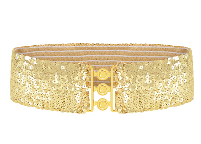 Sparkly Sequin Wide-Stretch Elastic Belt