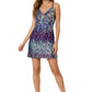 V Neck Sleeveless Gradient Sequin Mini Party Dress
