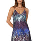 V Neck Sleeveless Gradient Sequin Mini Party Dress
