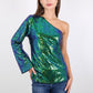 Sexy One Shoulder Sequin Top Party Blouse T-Shirt