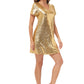 Sparkle Sequin Short Sleeve Party Tunic Mini Dress