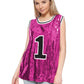 Sparkle Glitter Hip Hop Number 1 T-Shirt Top Blouse Tunic Sequins Basketball Tank Vests