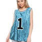 Sparkle Glitter Hip Hop Number 1 T-Shirt Top Blouse Tunic Sequins Basketball Tank Vests