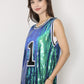 Sparkle Glitter Hip Hop Number 1 T-Shirt Top Blouse Tunic Sequins Basketball Tank Vests