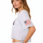 Letter Print Crop Top Short Sleeve July 4th USA Flag T-Shirt - ALILANG.COM