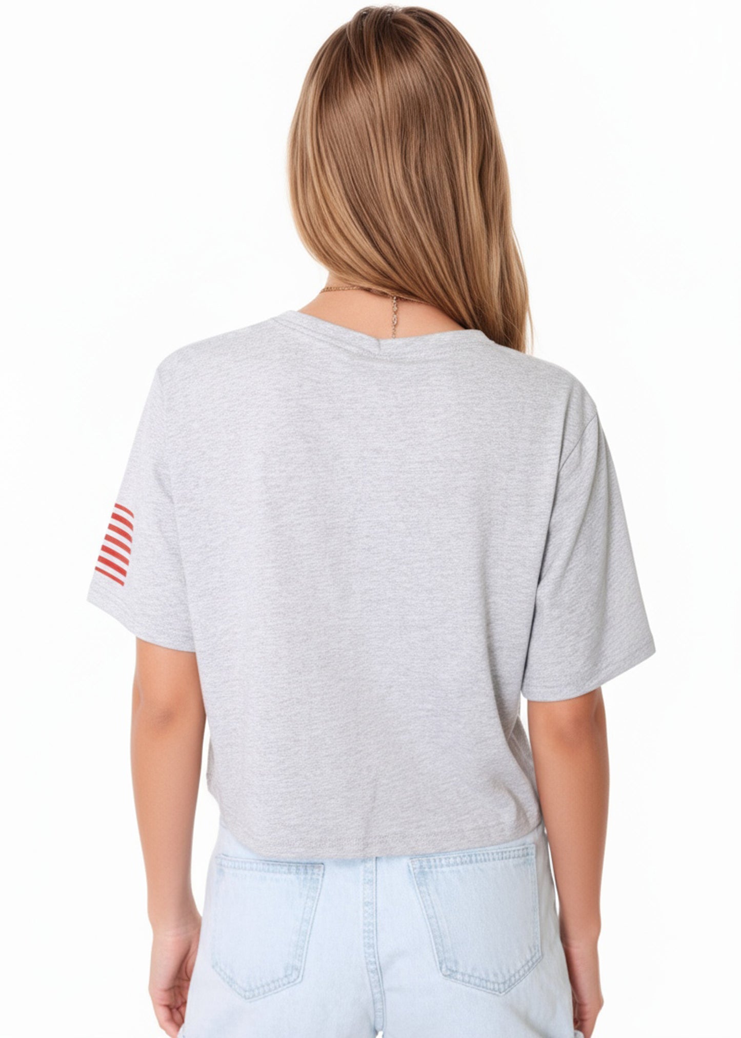 Letter Print Crop Top Short Sleeve July 4th USA Flag T-Shirt - ALILANG.COM