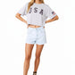 Letter Print Crop Top Short Sleeve July 4th USA Flag T-Shirt - ALILANG.COM