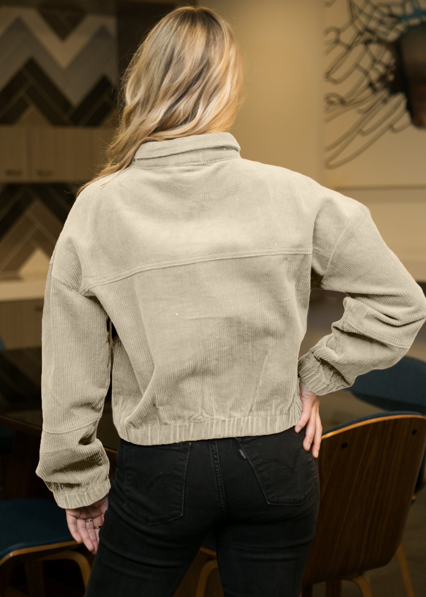 Anna-Kaci Women's Long Sleeve Corduroy Short Jacket Outerwear