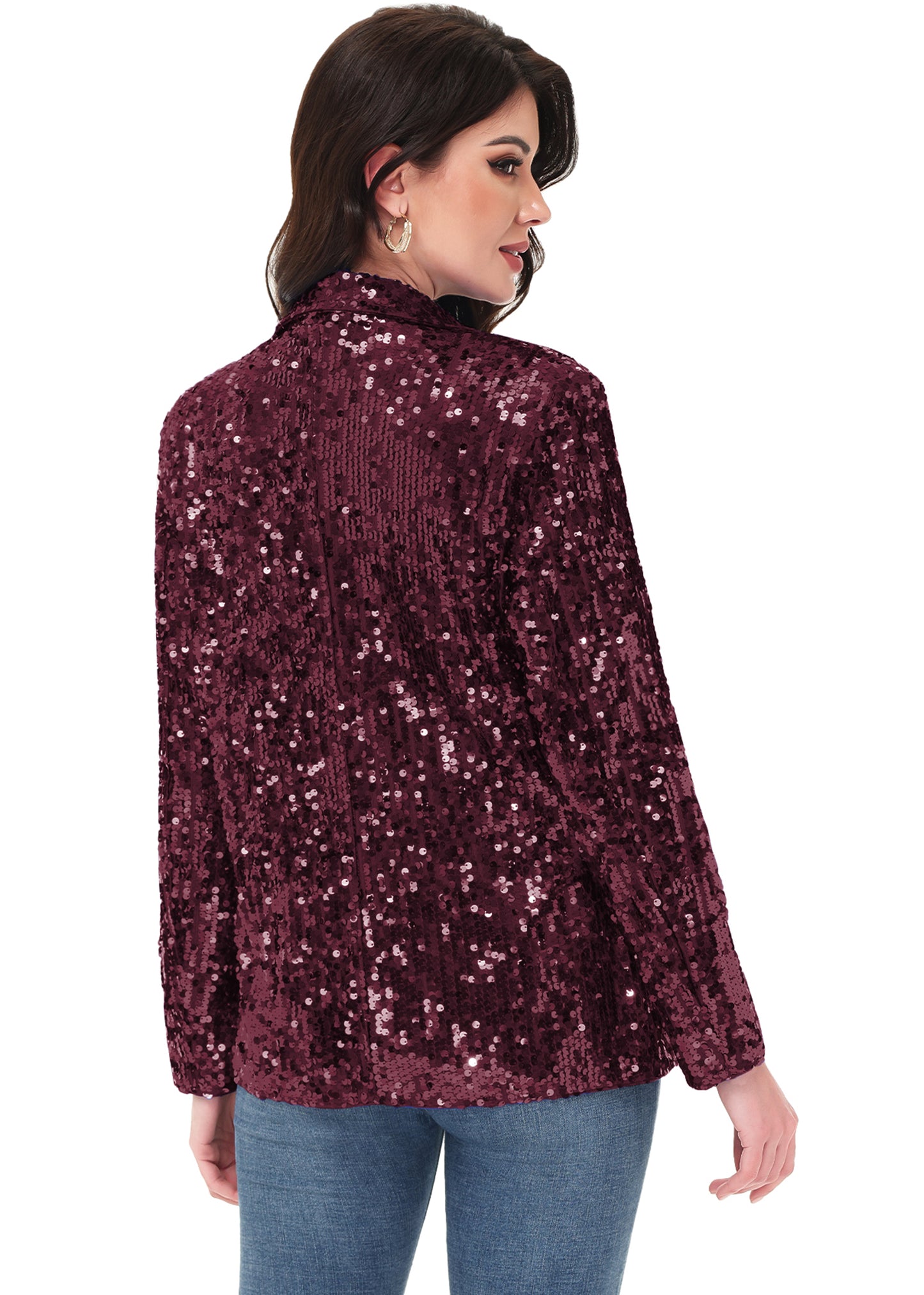 Anna-Kaci Women's Sequin Jackets Long Sleeve Open Front Glitter Sparkle Party Blazer Jacket