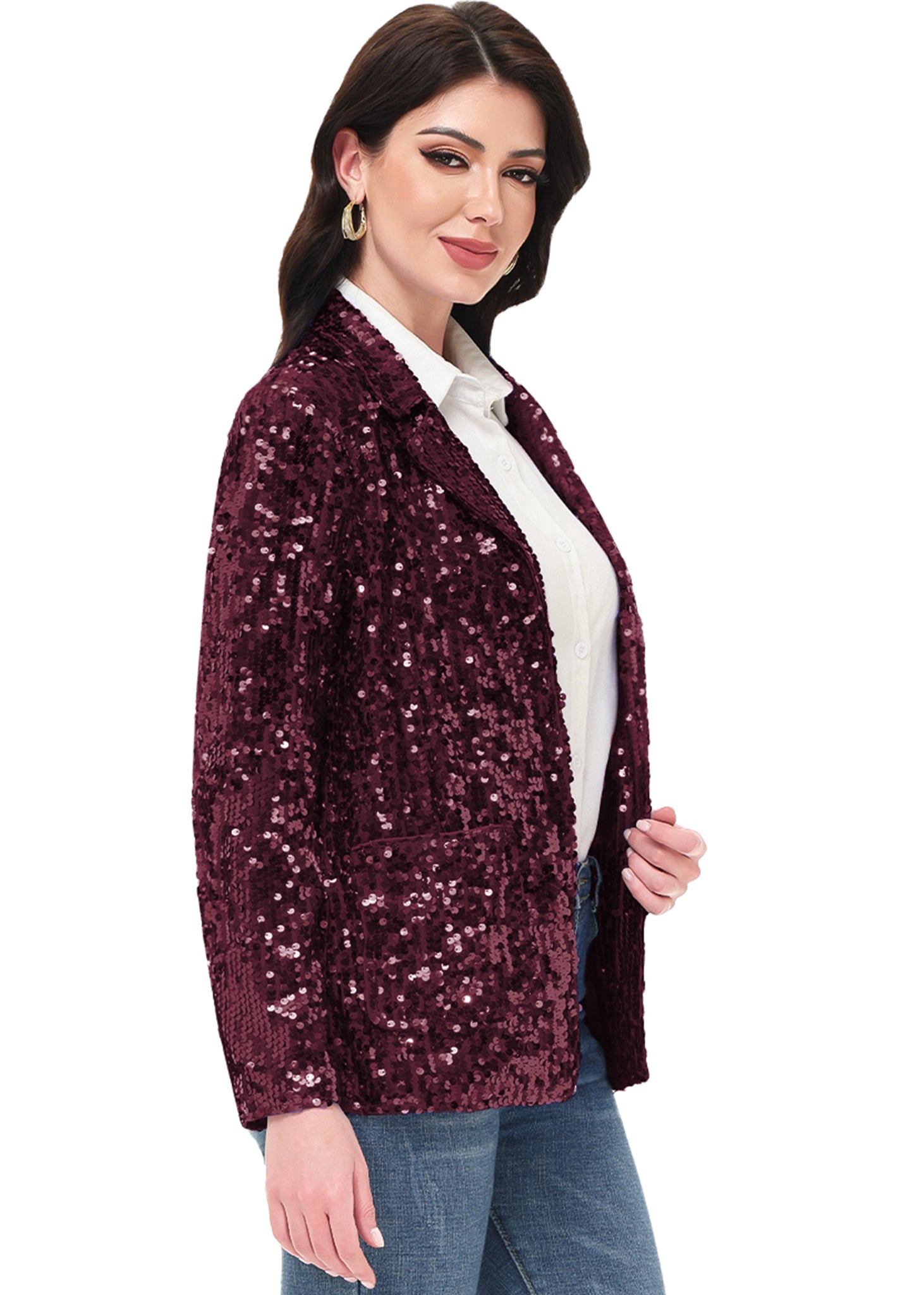 Sequin Jackets for Women Plus Size Clearance Fashion Open Front Solid Short Blazer  Jacket Womens Long Sleeve Crewneck Casual Coat Tops Blouses Hot Pink  qILAKOG Size XXXL - Walmart.com