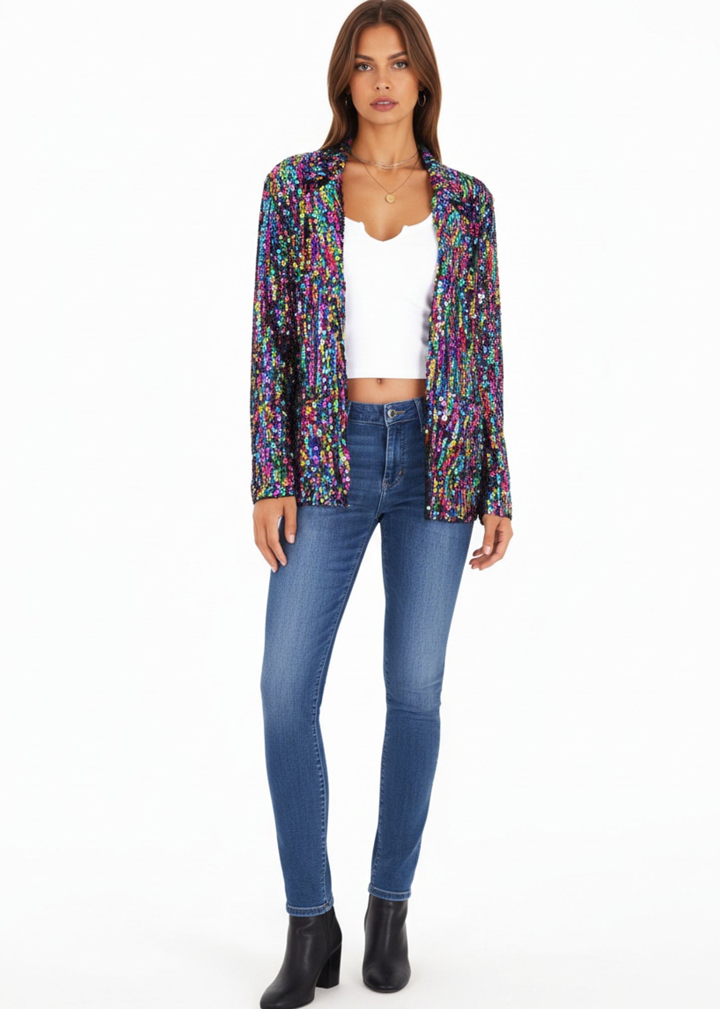 Anna-Kaci Women's Sequin Jackets Long Sleeve Open Front Glitter Sparkle Party Blazer Jacket